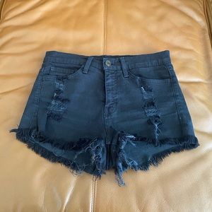 Black Distressed/Ripped High-waisted Jean shorts